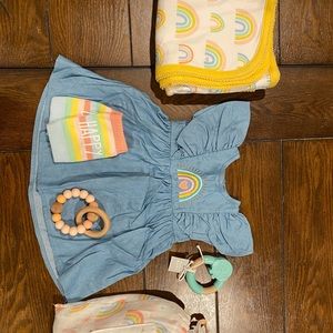 BRAND NEW Rainbow Baby Dress Blanket Swaddle Teethers